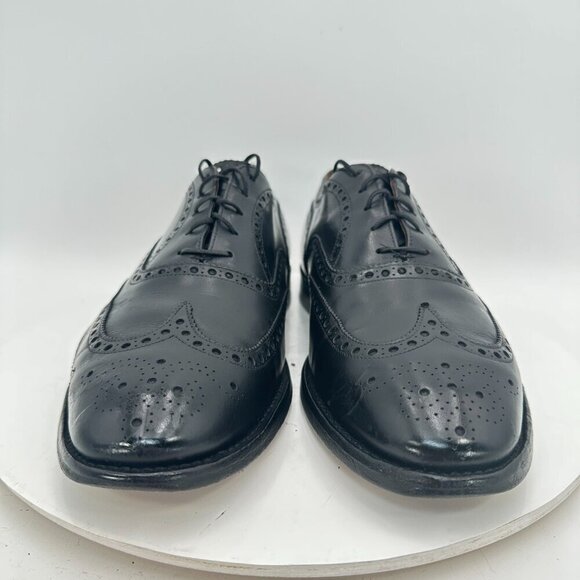 Toscana by Global Super Prime Men US 9.5 Black Leather Wingtip Oxford Shoes - Picture 3 of 12